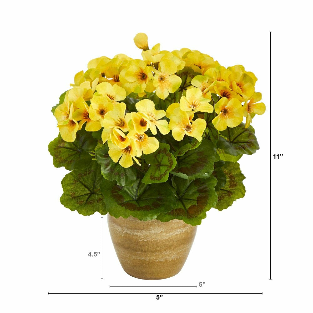 Artificial Geranium in Ceramic Planter, 11" | Plow & Hearth