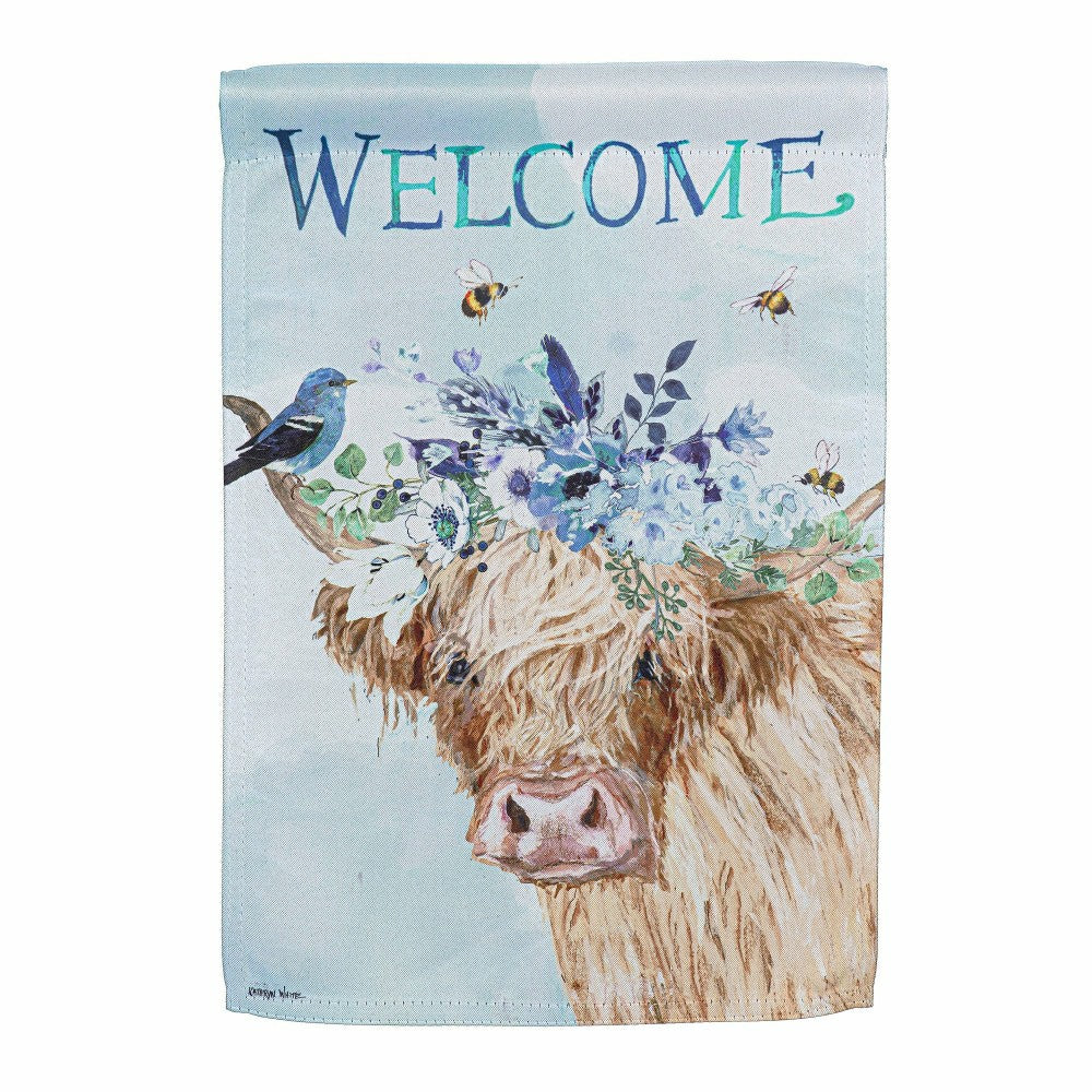 Hillside Pasture Floral Cow Suede Garden Flag | Plow & Hearth