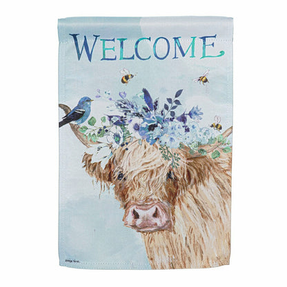 Hillside Pasture Floral Cow Suede Garden Flag | Plow & Hearth