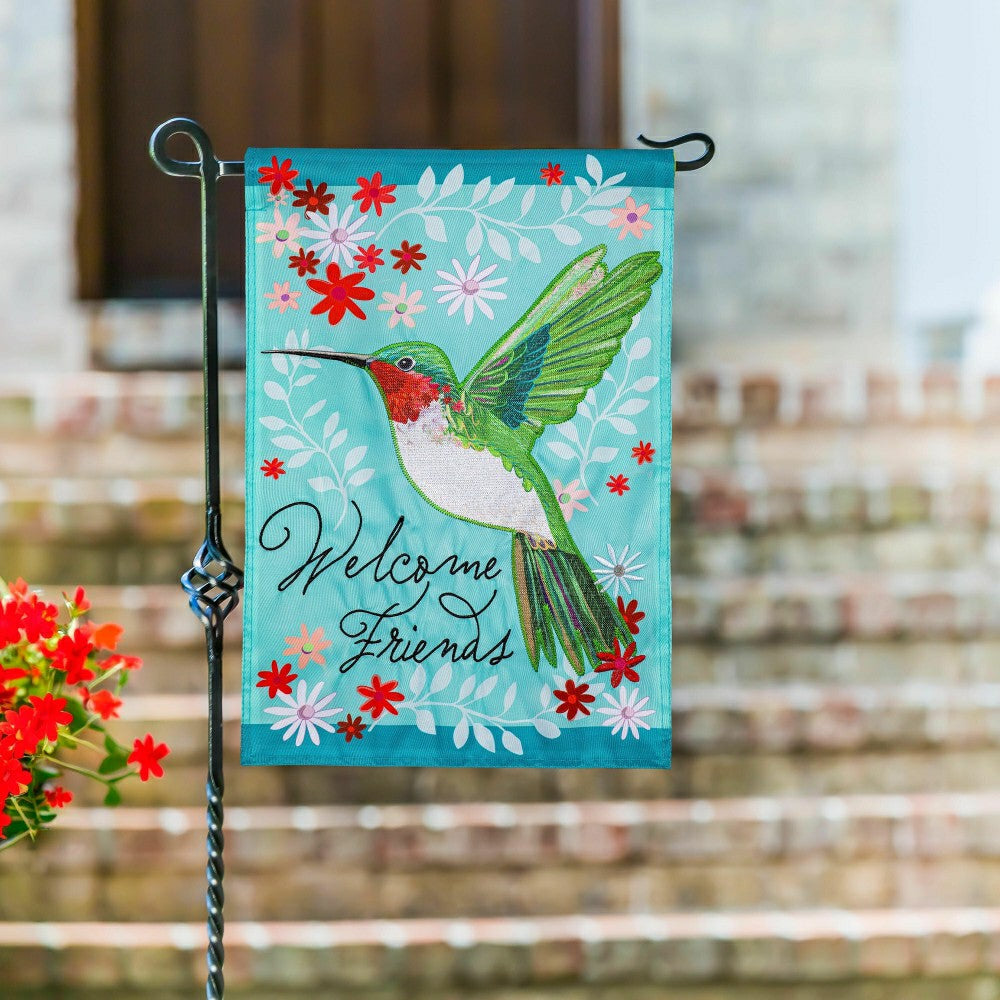 Hummingbird Welcome Applique Garden Flag | Plow & Hearth