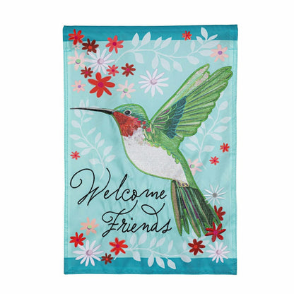Hummingbird Welcome Applique Garden Flag | Plow & Hearth