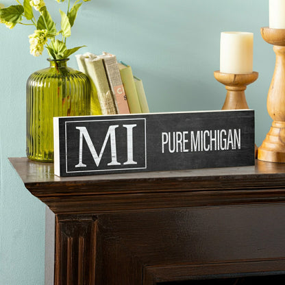 State Wooden Mantle Sign Michigan 18x5" | Plow & Hearth