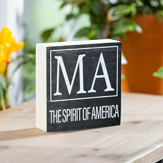 State Sign Wood Block Massachusetts 6"x6" | Plow & Hearth