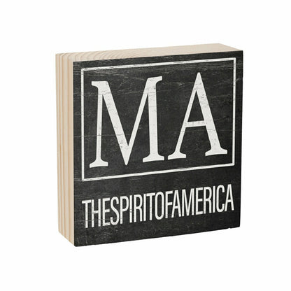 State Sign Wood Block Massachusetts 6"x6" | Plow & Hearth
