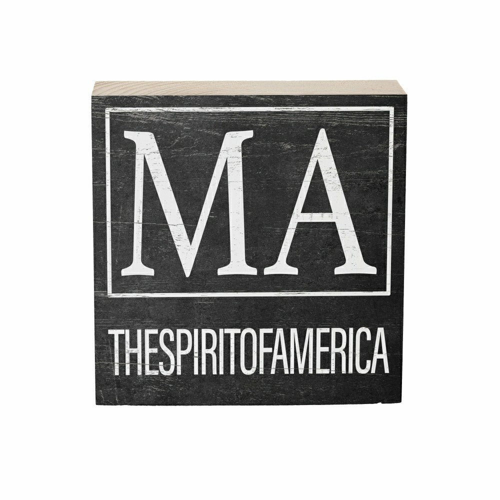 State Sign Wood Block Massachusetts 6"x6" | Plow & Hearth