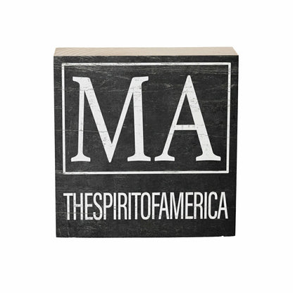State Sign Wood Block Massachusetts 6"x6" | Plow & Hearth