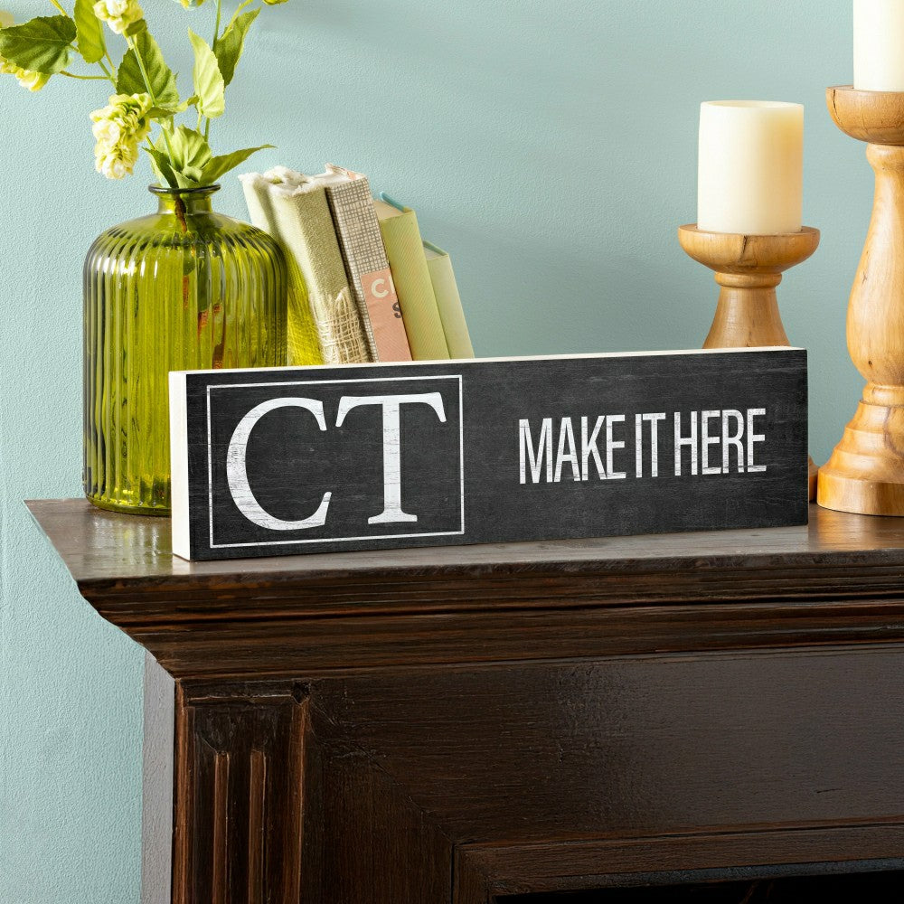 State Wooden Mantle Sign Connecticut 18x5" | Plow & Hearth