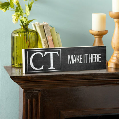 State Wooden Mantle Sign Connecticut 18x5" | Plow & Hearth