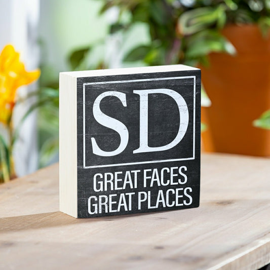 State Sign Wood Block South Dakota 6"x6" | Plow & Hearth