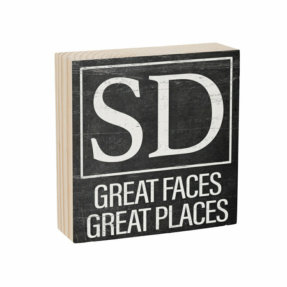State Sign Wood Block South Dakota 6"x6" | Plow & Hearth