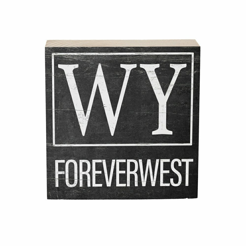 State Sign Wood Block Wyoming 6"x6" | Plow & Hearth