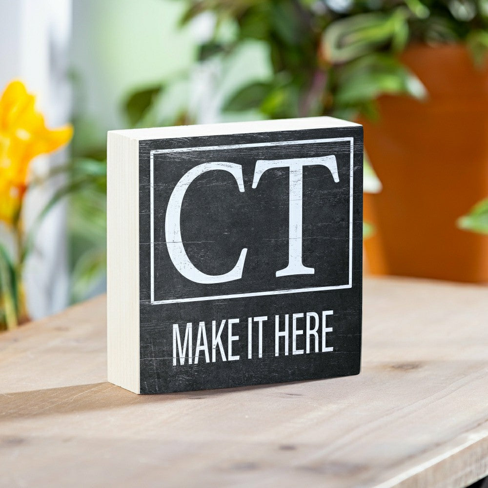 State Sign Wood Block Connecticut 6"x6" | Plow & Hearth