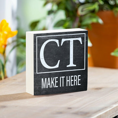 State Sign Wood Block Connecticut 6"x6" | Plow & Hearth