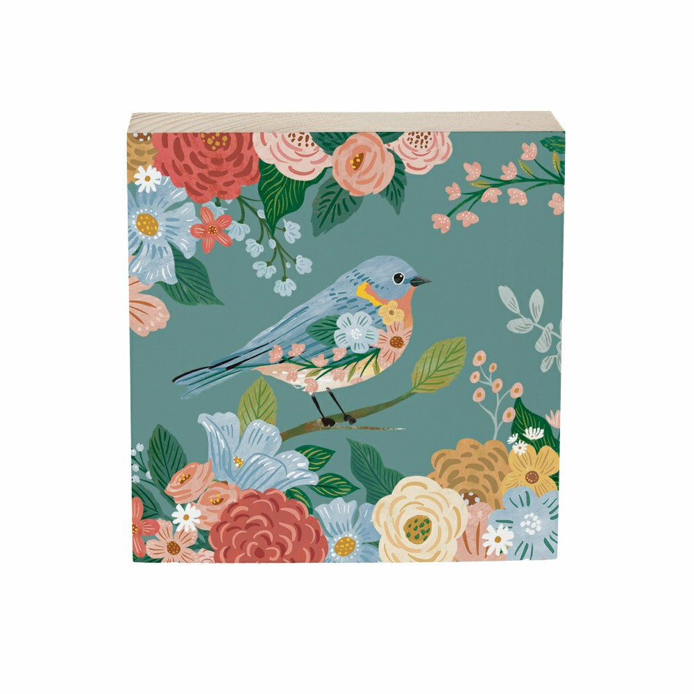 What She Shed Blue Bird Sign Wood Block, 6"x6" | Plow & Hearth