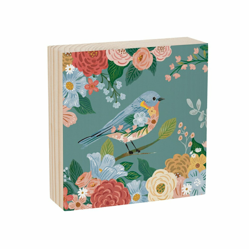 What She Shed Blue Bird Sign Wood Block, 6"x6" | Plow & Hearth