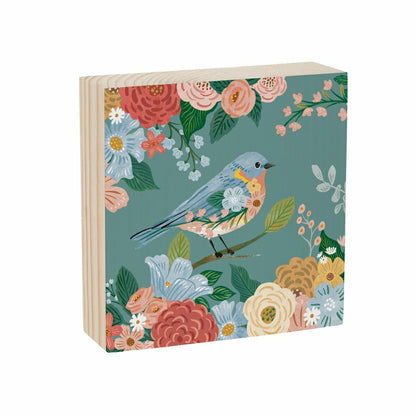 What She Shed Blue Bird Sign Wood Block, 6"x6" | Plow & Hearth