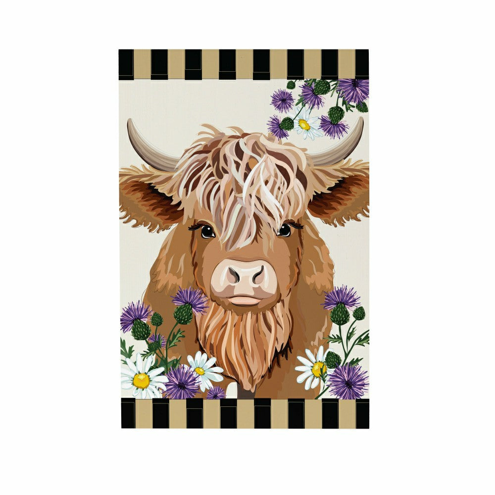 Petal & Plow Highland Cow Sign Wood Block, 8"L x 12"H | Plow & Hearth