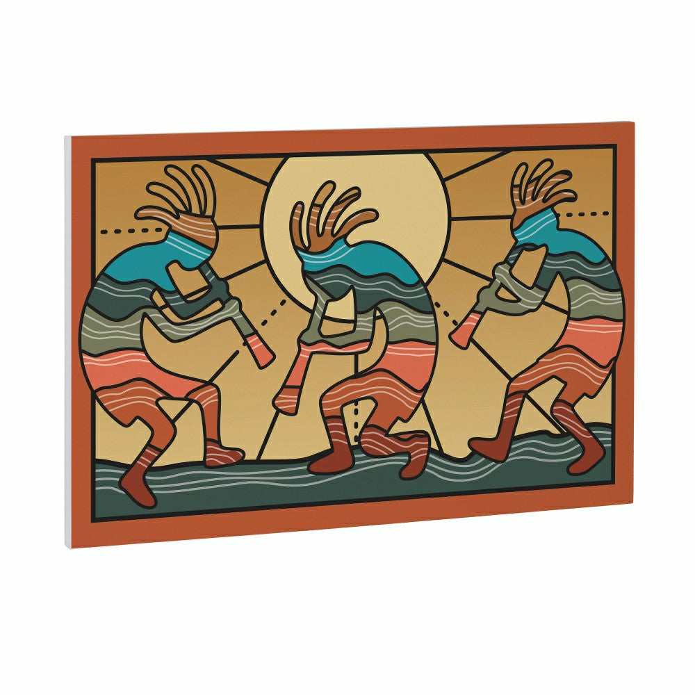 Southwest Sunrise Indoor Wall Décor, Wood, Kokopelli Trio, 24"x16" | Plow & Hearth