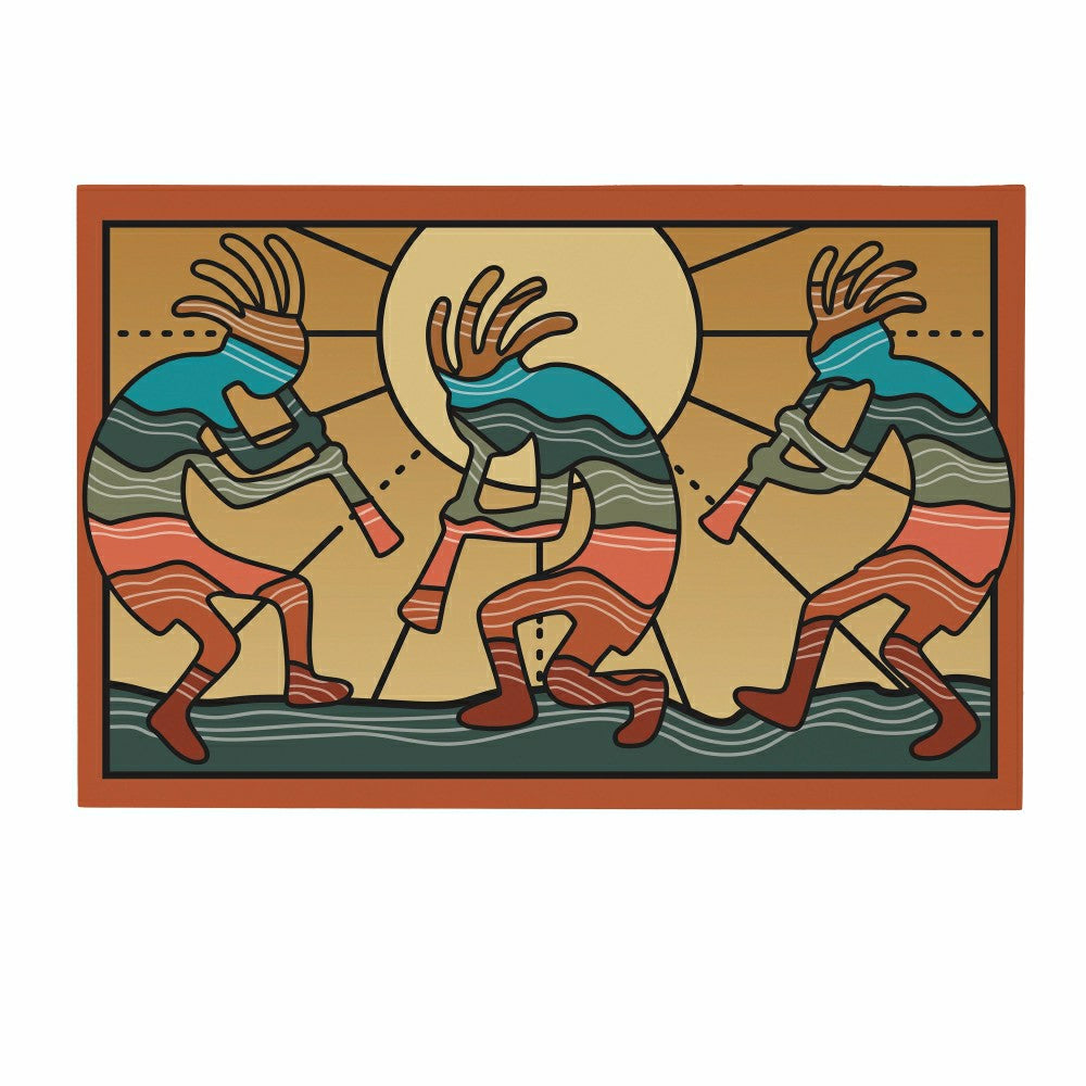 Southwest Sunrise Indoor Wall Décor, Wood, Kokopelli Trio, 24"x16" | Plow & Hearth