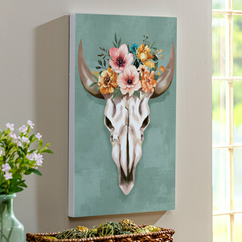 Southwest Pueblo Indoor Wall Décor, Wood, Steer Skull, 24"x16" | Plow & Hearth
