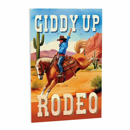 Southwest Rodeo Indoor Wall Décor, Wood, Cowboy Giddy Up, 24"x16" | Plow & Hearth