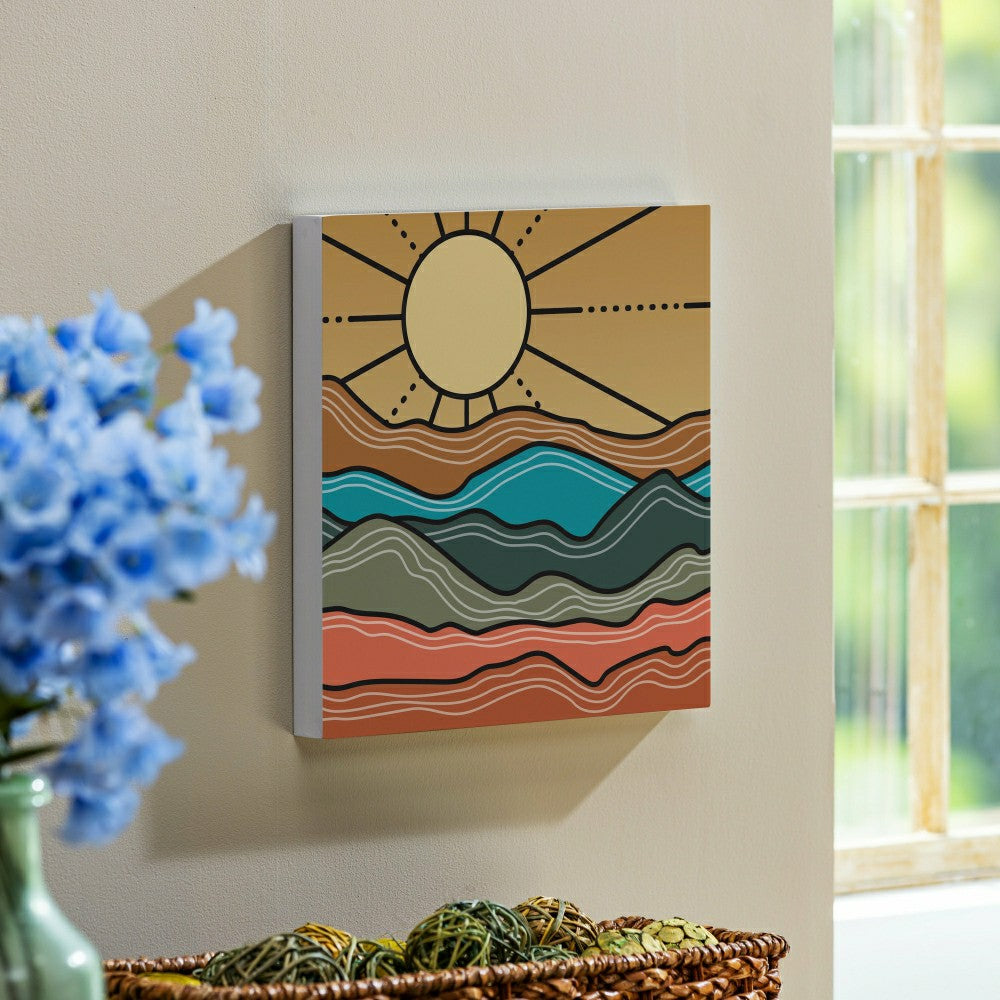 Southwest Sunrise Indoor Wall Décor, Wood, Landscape, 12"x12" | Plow & Hearth
