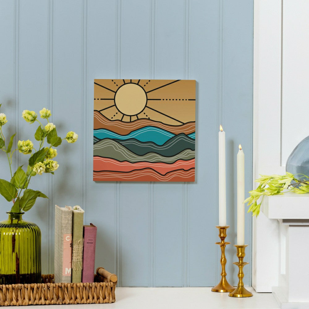 Southwest Sunrise Indoor Wall Décor, Wood, Landscape, 12"x12" | Plow & Hearth