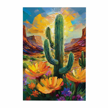 Southwest Pueblo Indoor Wall Décor, Wood, Desert Flower and Cactus, 24 | Plow & Hearth