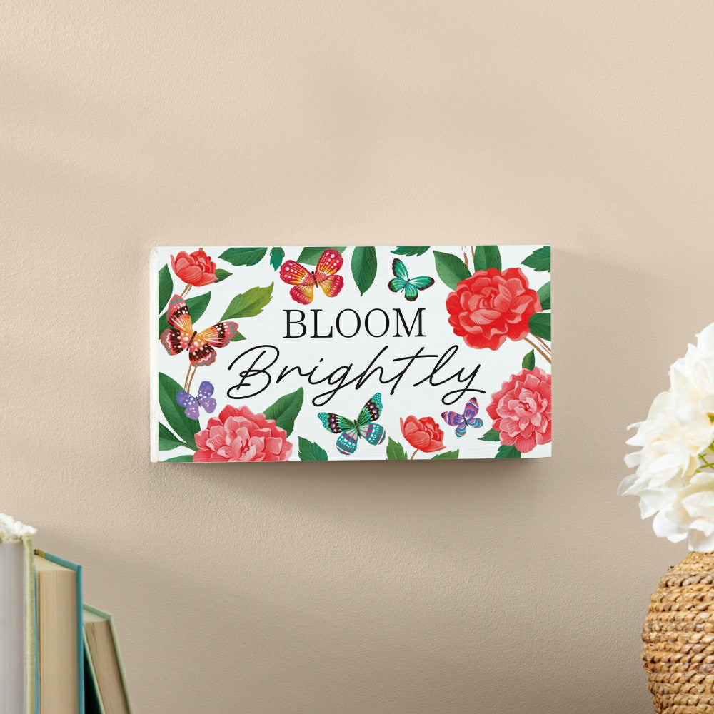 Home Coordinates Roses Hanging Sign, Bloom Brightly 11x6" | Plow & Hearth