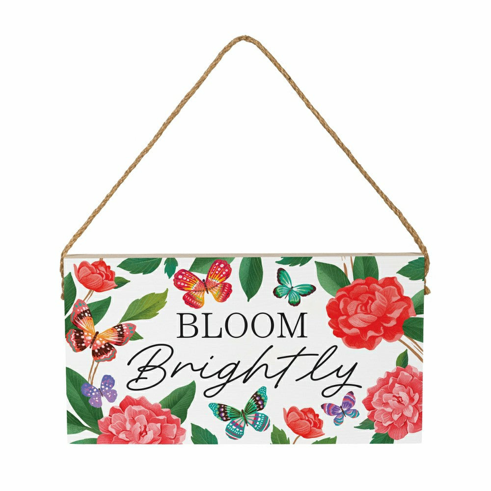Home Coordinates Roses Hanging Sign, Bloom Brightly 11x6" | Plow & Hearth