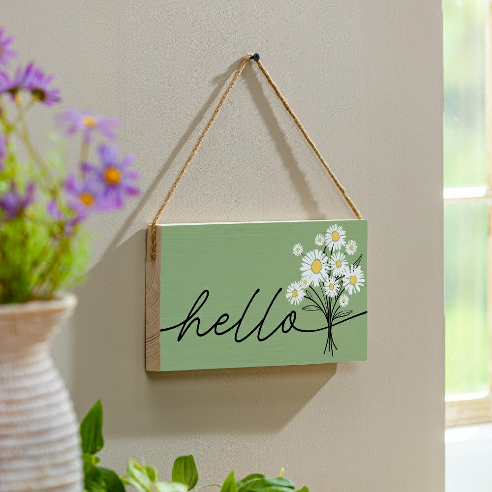 Home Coordinates Dandelion Hanging Sign, Hello 11x6" | Plow & Hearth