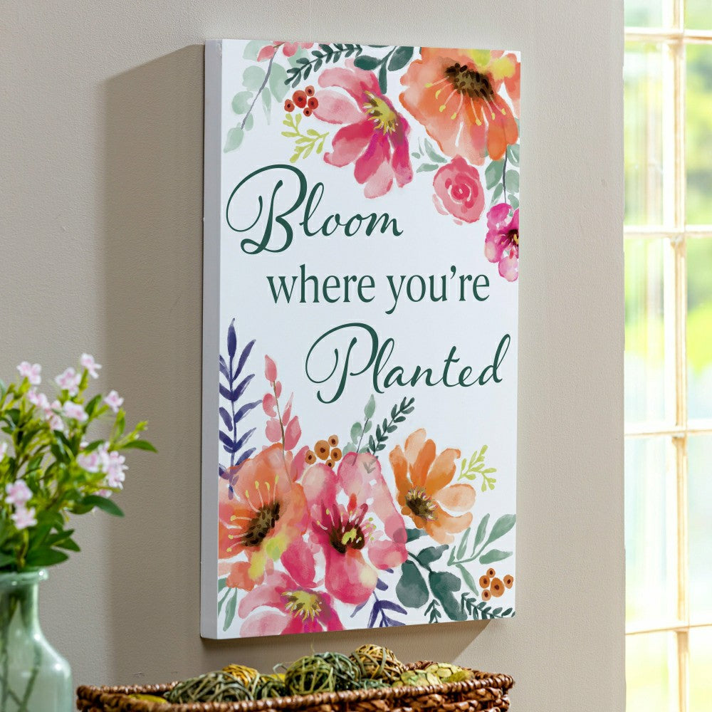 Pastels of Nature Indoor Wall Décor, Wood, "Bloom Where You're Planted | Plow & Hearth