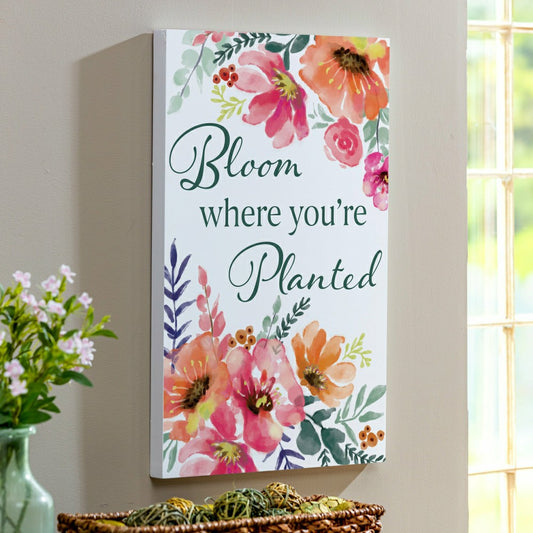 Pastels of Nature Indoor Wall Décor, Wood, "Bloom Where You're Planted | Plow & Hearth