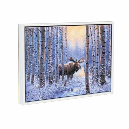 Woodland Storybook Indoor Wall Decor, LED Canvas with White Frame, Moo | Plow & Hearth