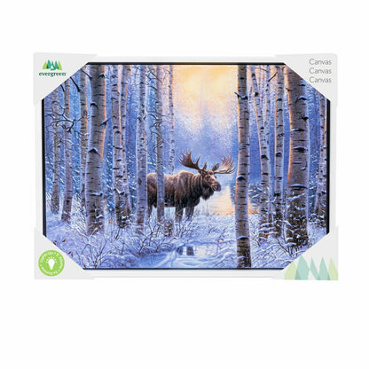 Woodland Storybook Indoor Wall Decor, LED Canvas with White Frame, Moo | Plow & Hearth