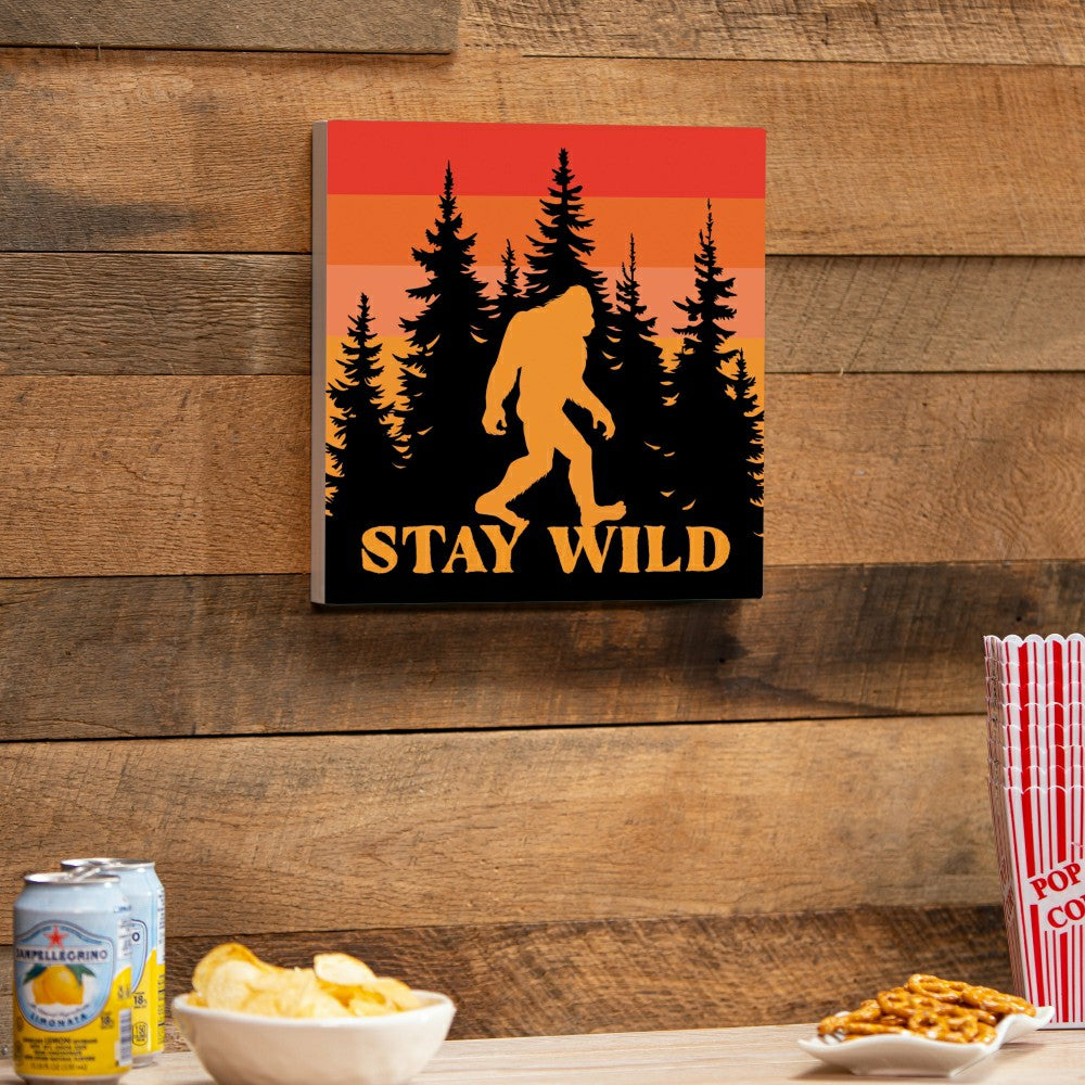 Harvest Bigfoot Indoor Wall Décor, "STAY WILD", 12"x12" | Plow & Hearth