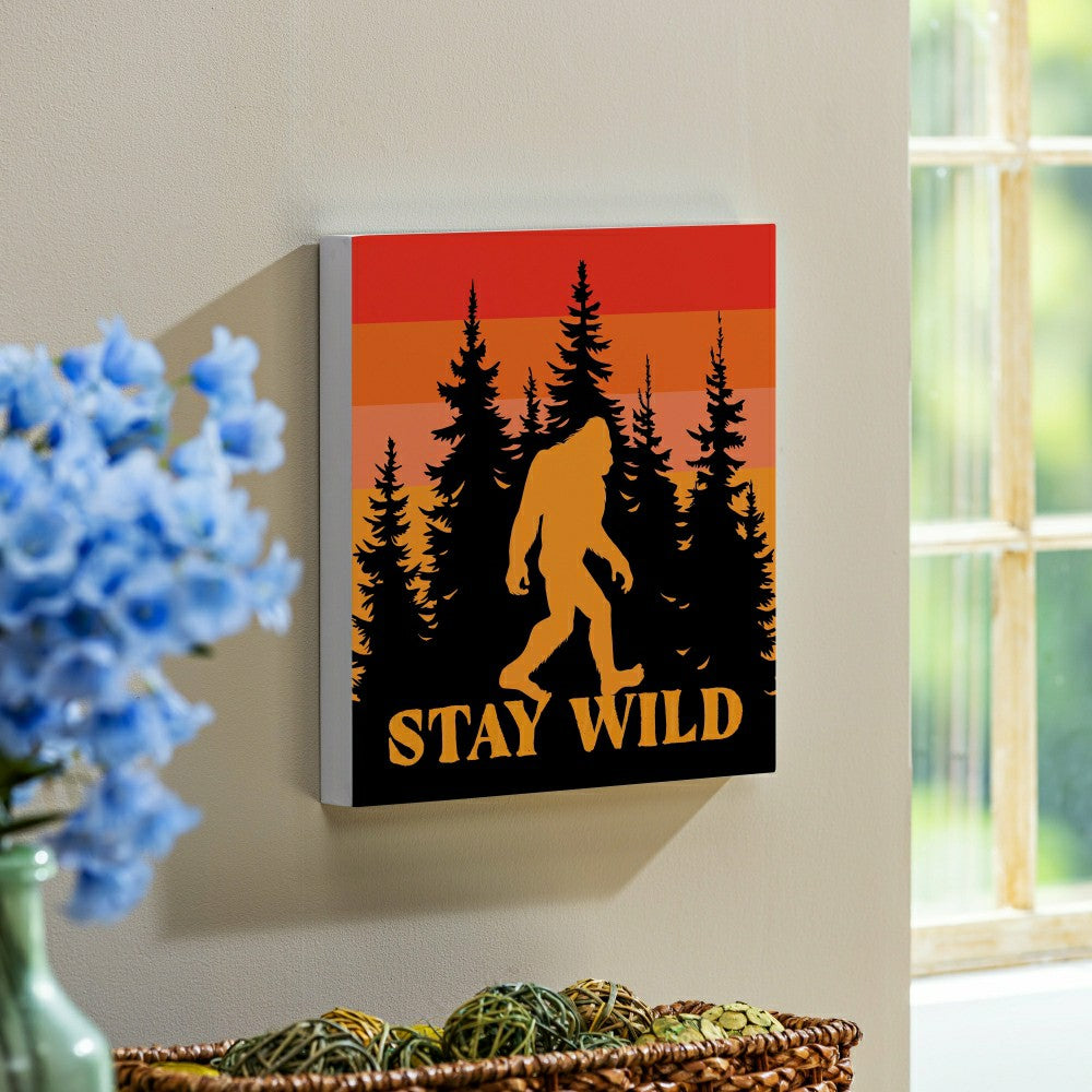 Harvest Bigfoot Indoor Wall Décor, "STAY WILD", 12"x12" | Plow & Hearth