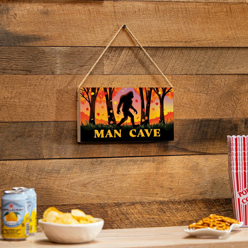 Harvest Bigfoot Hanging Sign, "MAN CAVE", 11"x6" | Plow & Hearth