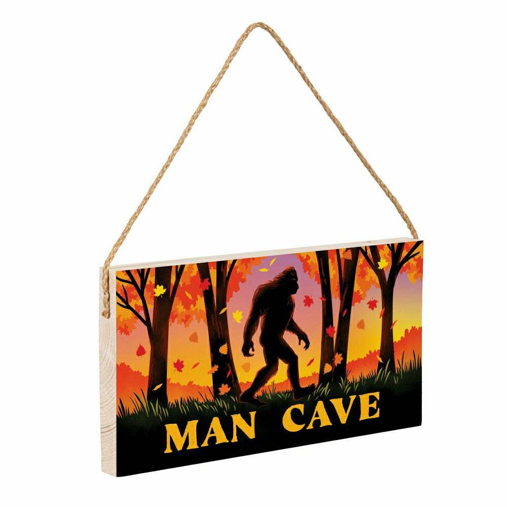 Harvest Bigfoot Hanging Sign, "MAN CAVE", 11"x6" | Plow & Hearth