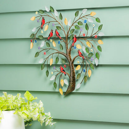Cardinal Heart Tree Metal Wall Art | Plow & Hearth