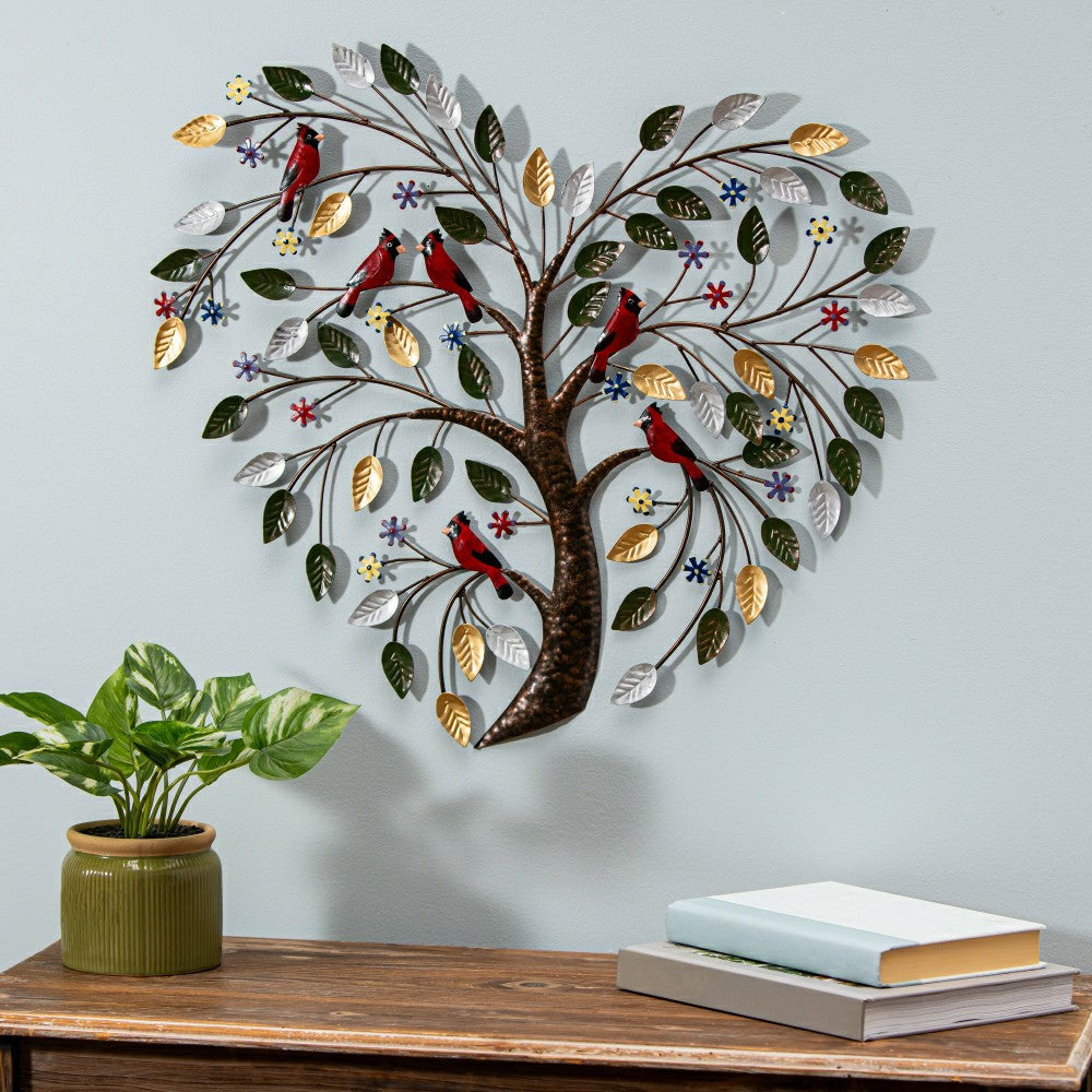 Cardinal Heart Tree Metal Wall Art | Plow & Hearth