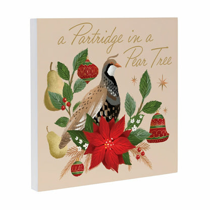 A Partridge in a Pear Tree Indoor Wall Décor, Wood, 12"x12" | Plow & Hearth
