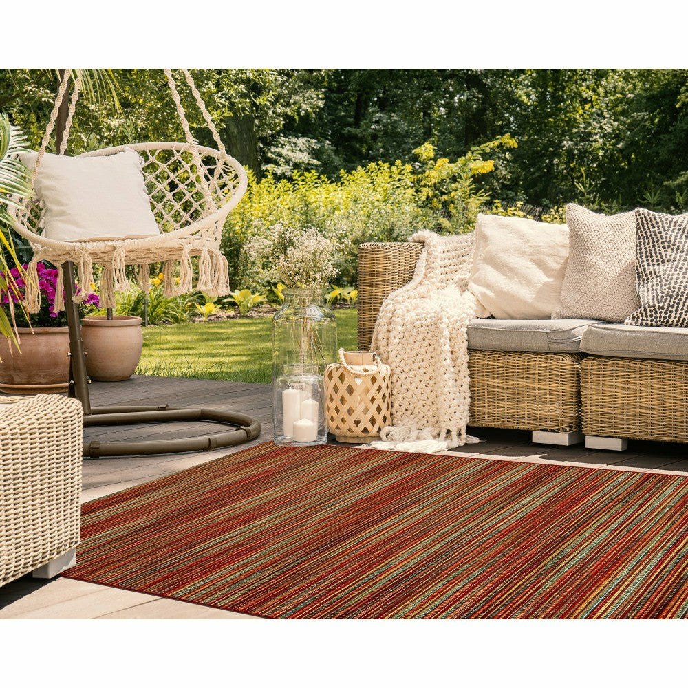 Liora Manne Marina Stripes Indoor/Outdoor Area Rug Saffron | Plow & Hearth