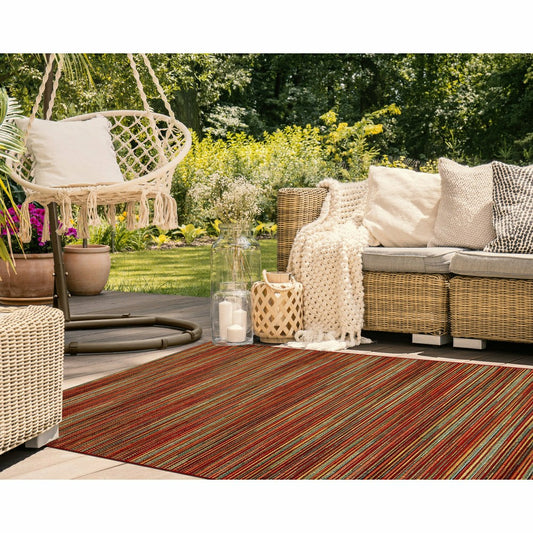 Liora Manne Marina Stripes Indoor/Outdoor Area Rug Saffron | Plow & Hearth