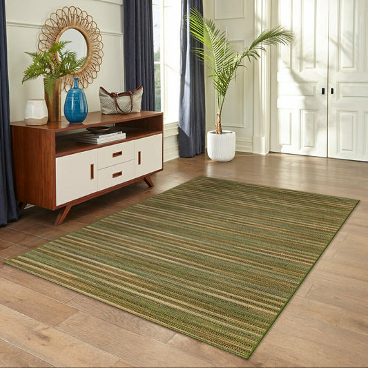 Liora Manne Marina Stripes Indoor/Outdoor Area Rug Green | Plow & Hearth