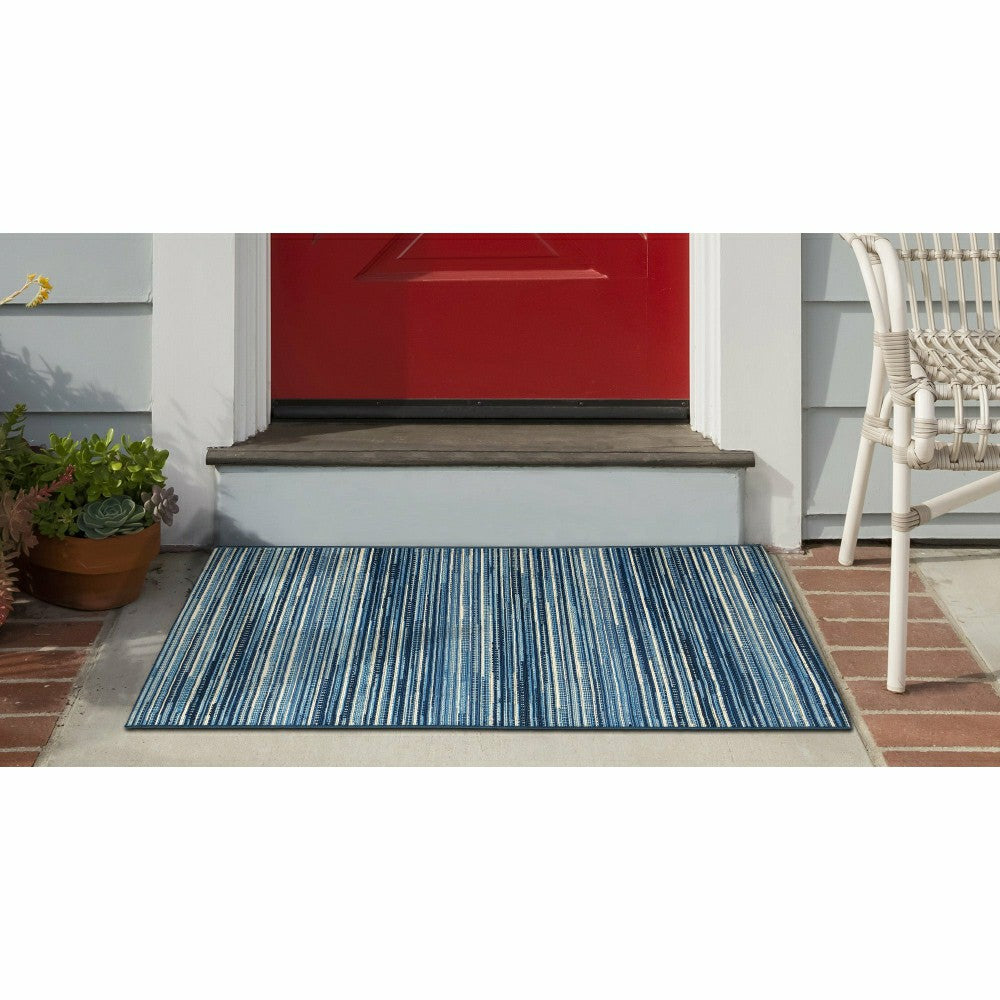 Liora Manne Marina Stripes Indoor/Outdoor Area Rug China Blue | Plow & Hearth