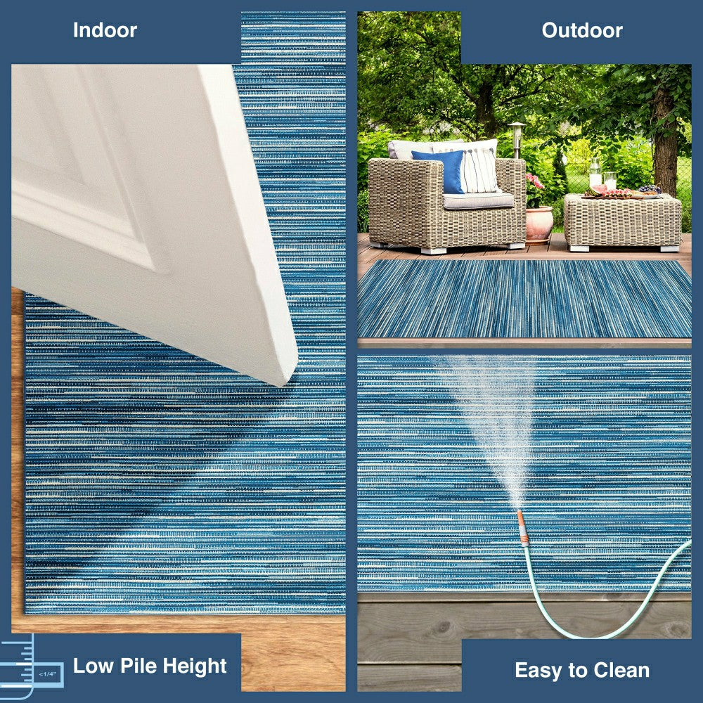 Liora Manne Marina Stripes Indoor/Outdoor Area Rug China Blue | Plow & Hearth