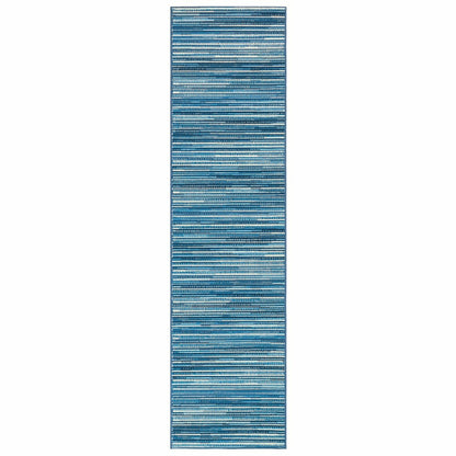 Liora Manne Marina Stripes Indoor/Outdoor Area Rug China Blue | Plow & Hearth