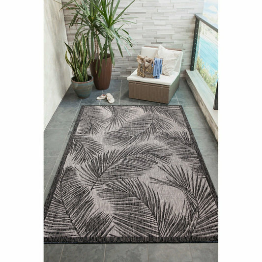 Liora Manne Carmel Fronds Indoor/Outdoor Area Rug Black | Plow & Hearth