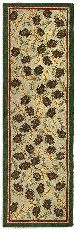 Northwoods Cones Hooked Wool Rug | Plow & Hearth